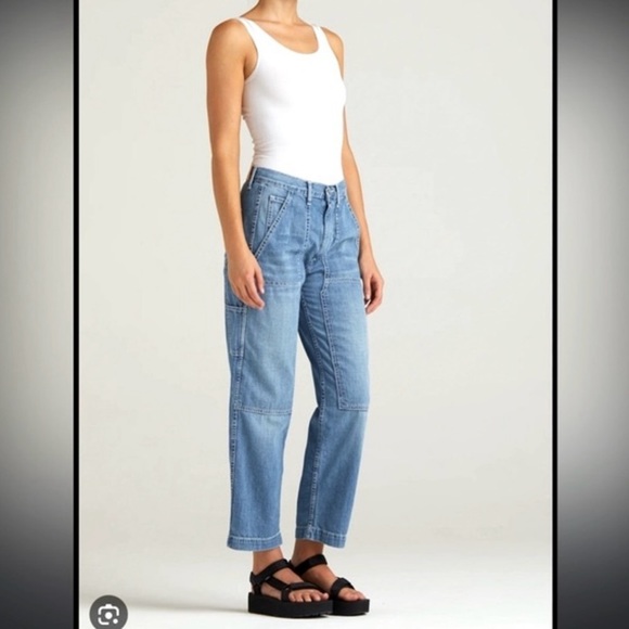 Edwin Denim - Edwin Bailee cargo pants straight leg high rise relaxed cropped fit size 12/32